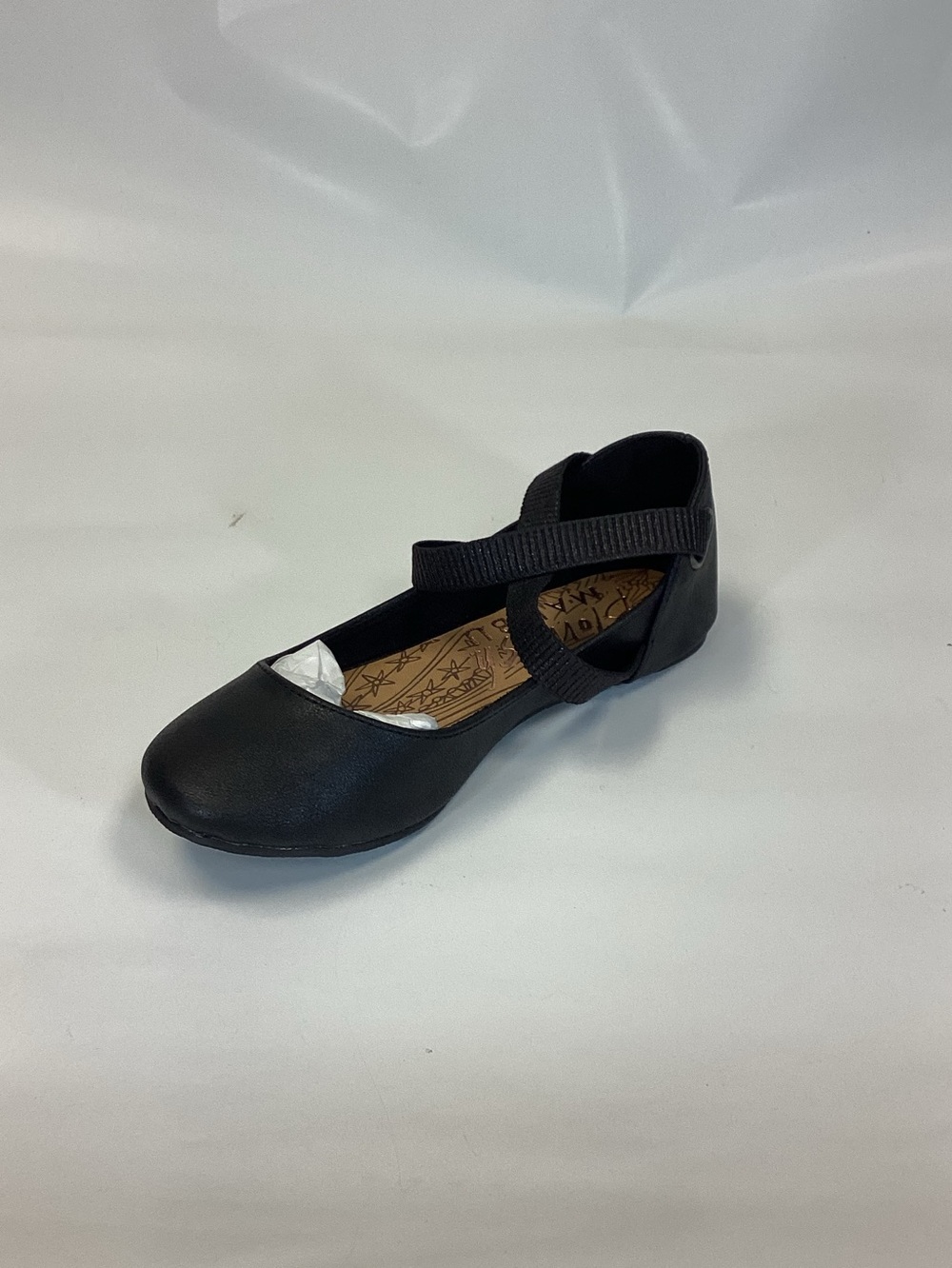 Girls Black Cross-Strap Ballet Flat